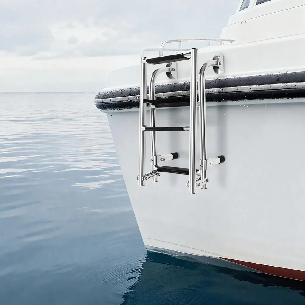 Échelle de bateau rabattable inox blanc : remontez à bord facilement