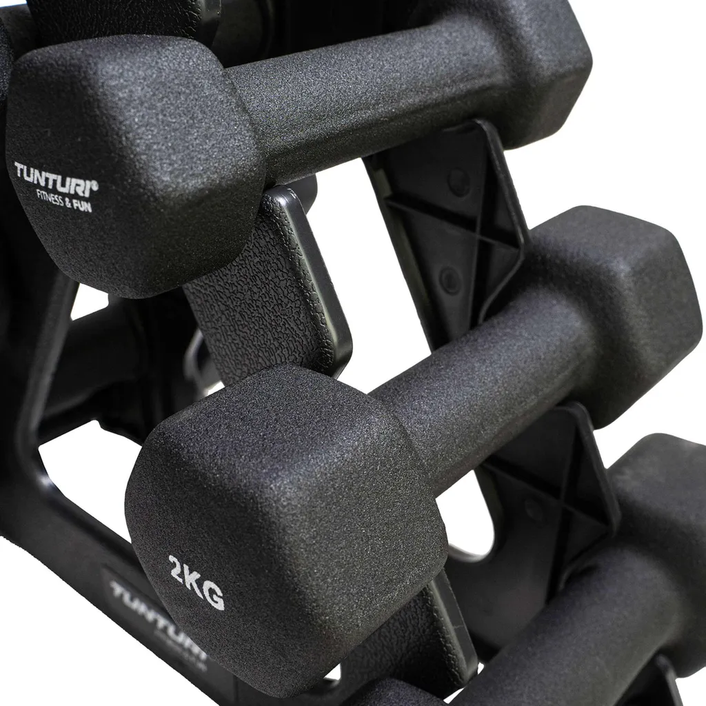 Équipement Musculation Bras et Dos : Set de 6 Haltères avec Rack Stable