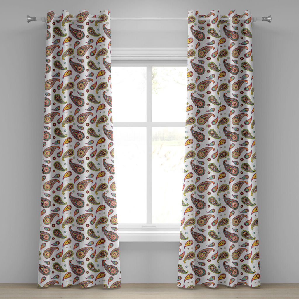 ABAKUHAUS Paisley Ösenvorhang, Vintage Persische Paisley Muster Normalem Hintergrund Ethnischem Inspiriert Hippie, Dekorative 2-Panel-Fenstervorh...