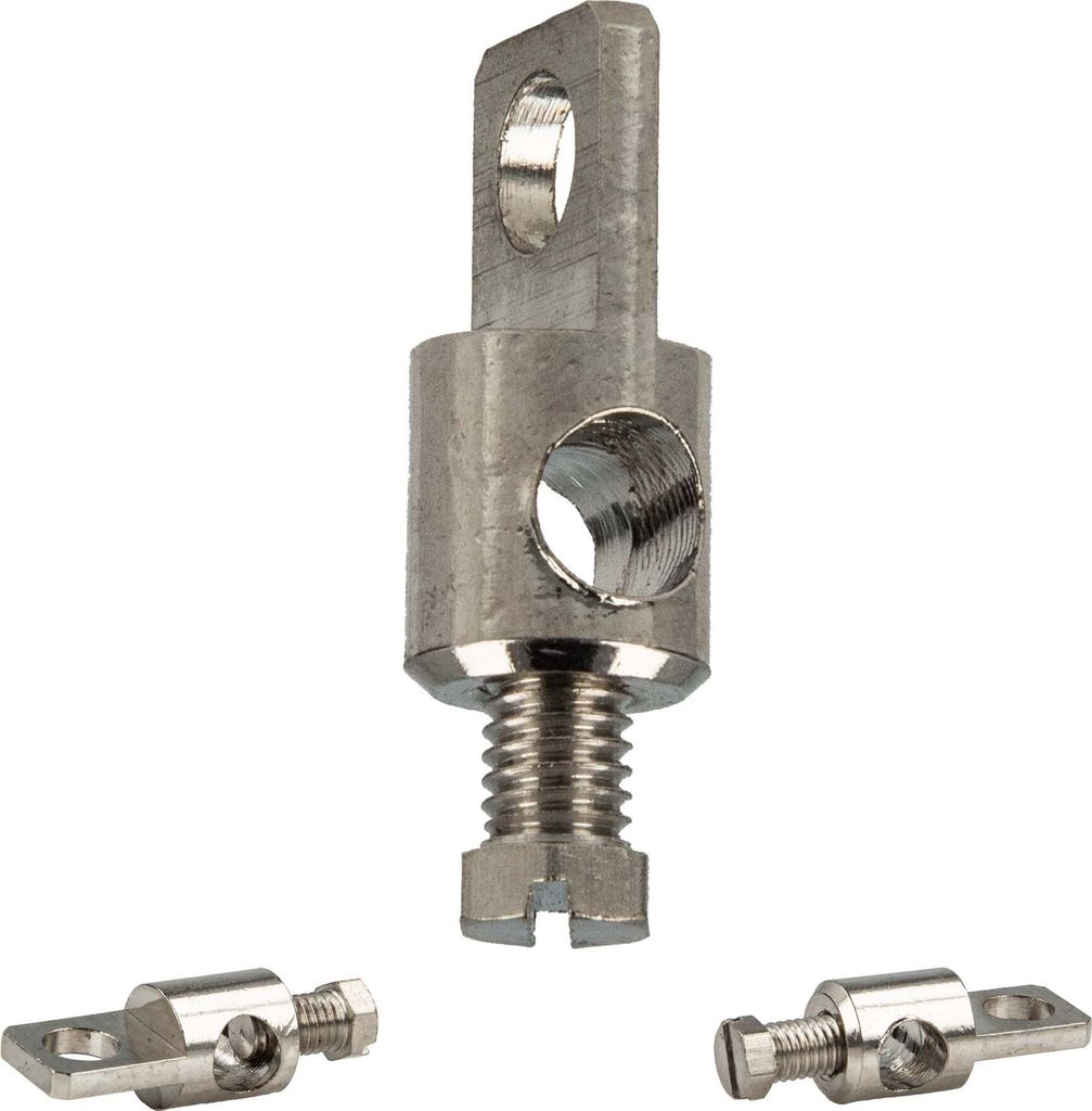 Three metal plumbing fittings on a white background.