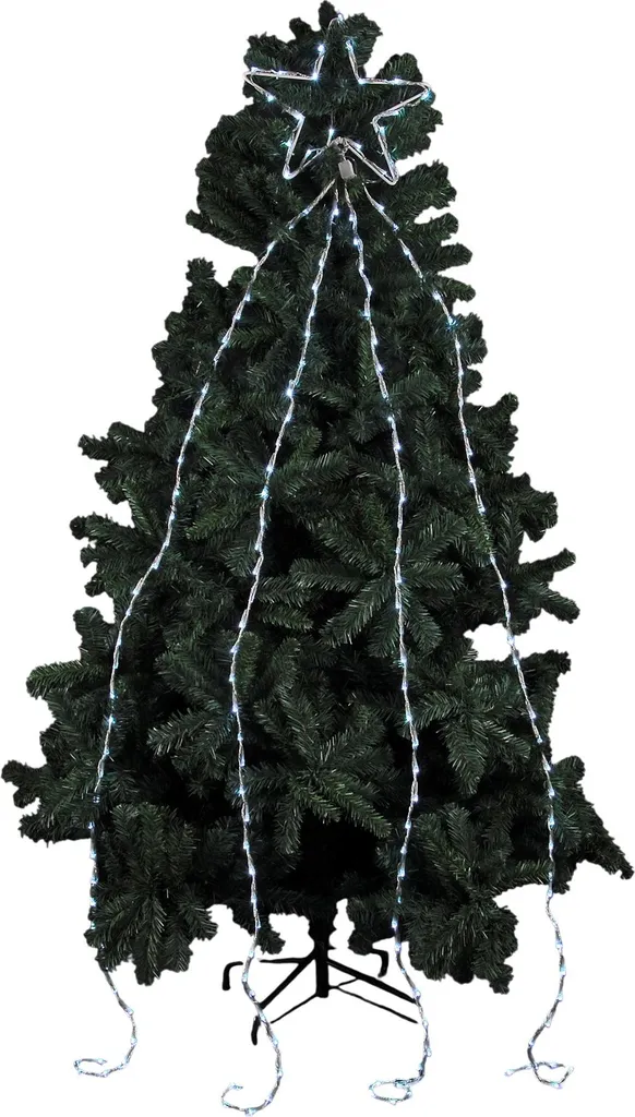 Décoration de Noël Tombée Étoilée 180 LED Blanc pour Balcon et Jardin