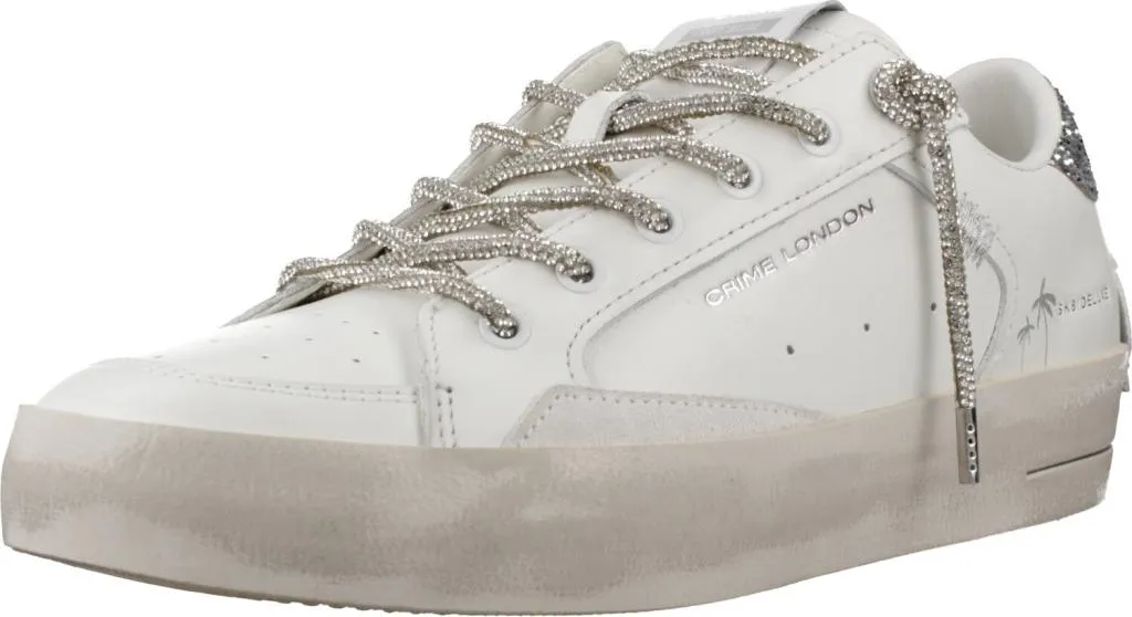 Crime London Sk8 Deluxe Blanche : Sneaker Luxe en Cuir Effet Vintage