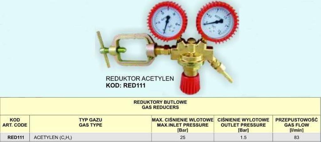 Reduktor Acetylen Red111 Zdjęcie produktu 