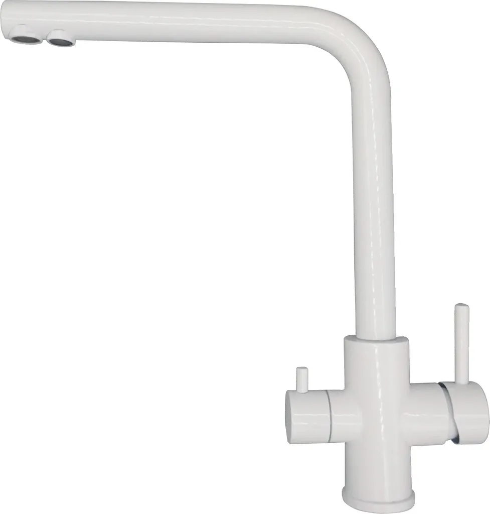 Rubinetto da cucina DQOK, design a doppia maniglia, acciaio inox spazzolato, ssd wh, G1/2
