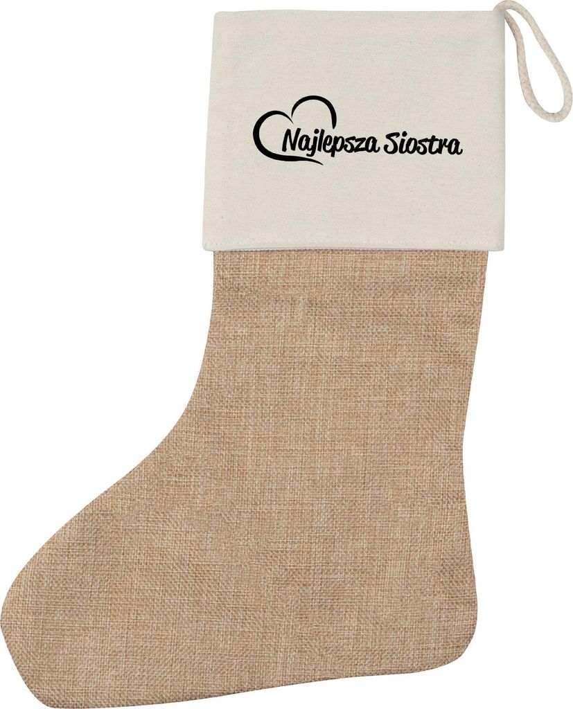 Huuraa Weihnachtsstrumpf Najlepsza Siostra Serce Beige Jute Kaminstrumpf Geschenkidee