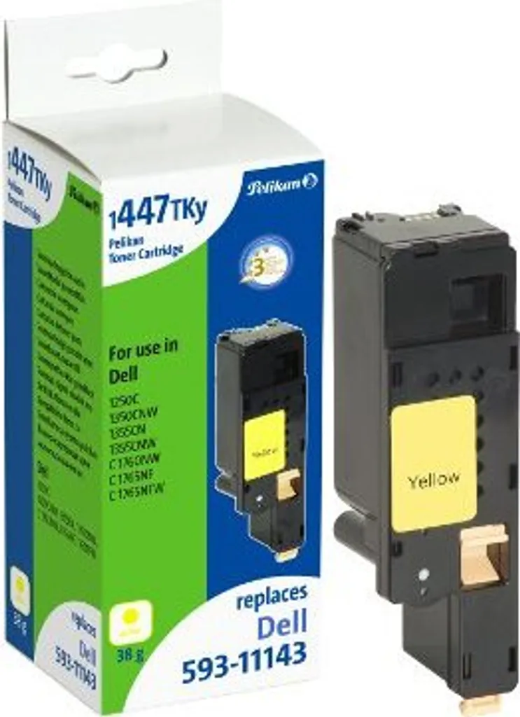 Toner Jaune 1447 Pelikan remplaçant Dell 593-11143 à Rendement Constant