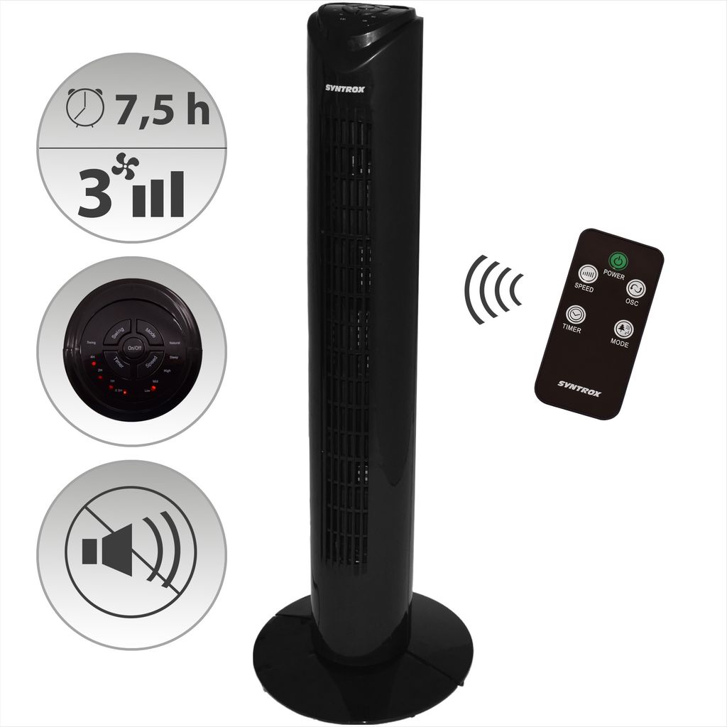 Syntrox Germany Turmventilator Spruzzio mit Sprühfunktion 50W schwarz