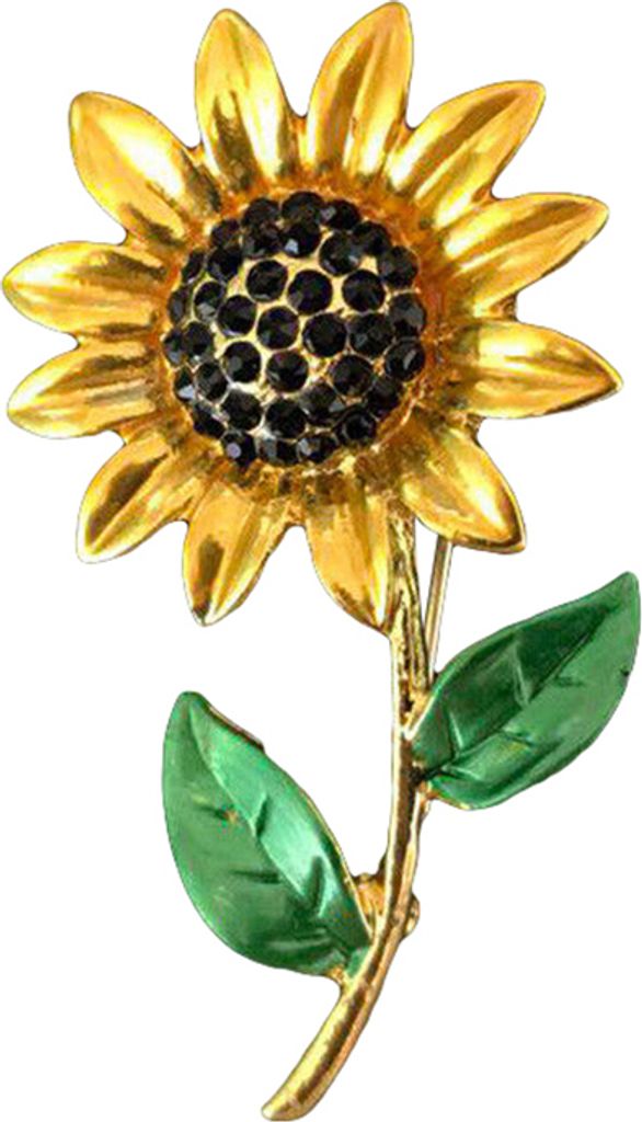 Frauen Mode Strass Schmuck Geschenk Kleidung Abzeichen Dekor Sonnenblume Brosche Pin-Golden