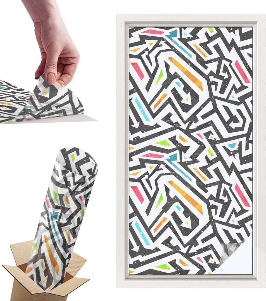 Buntglasfolie für Fenster – 100x50 cm – Stained-Glass-Fensterfolie, dekorativ & blickdicht – Selbstklebende Glasdekorfolie im Buntglas-Desig...