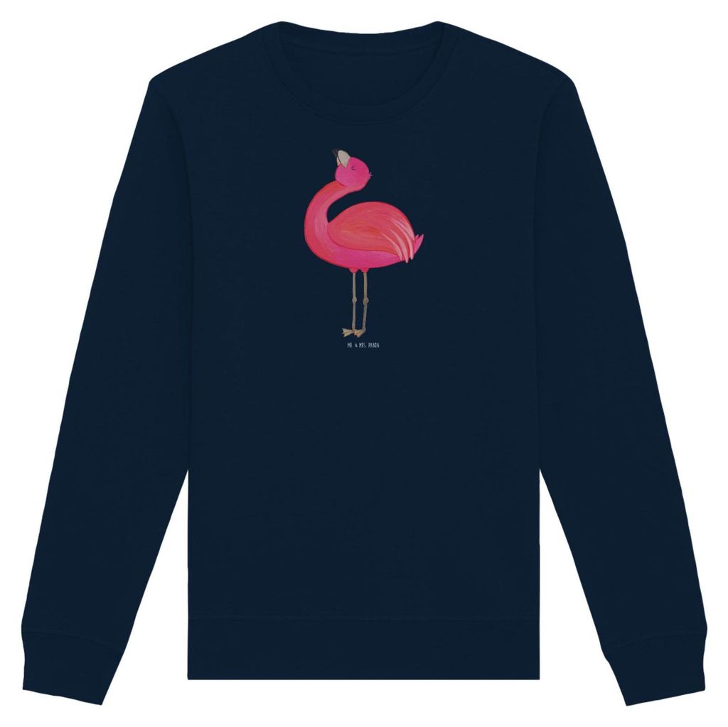 Mr. & Mrs. Panda Baumwoll Sweatshirt Flamingo Stolz Größe XL - French Navy - Geschenk, Sweater, Pullover, Freundin, Nachhaltiger, Mama, Bio-Pullo...