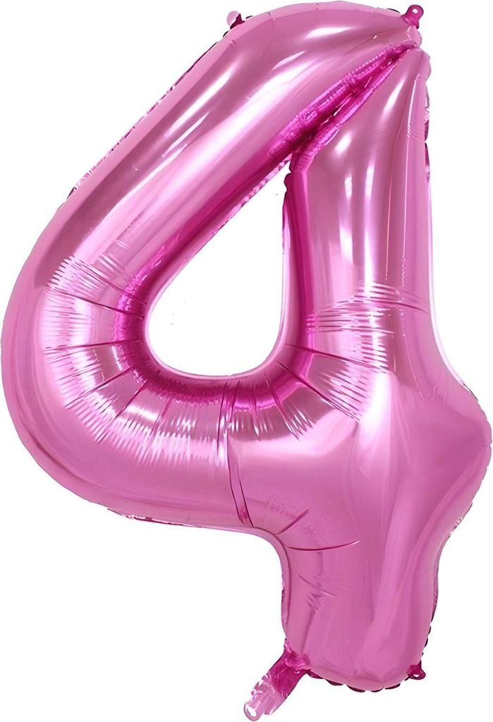 Folienballon Zahl 4, ca. 80 cm, pink, für Luftbefüllung Produktbild 
