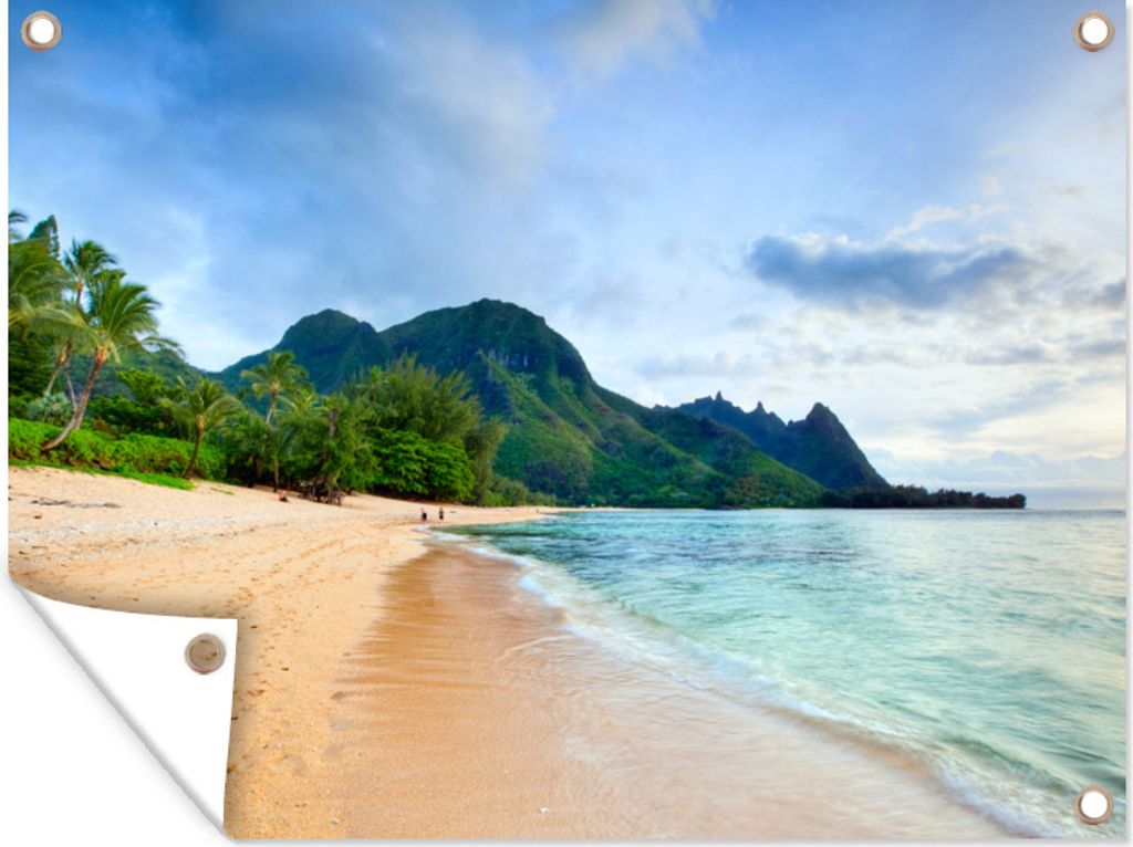 MuchoWow 120x90 cm Outdoor-Poster Gartendeko Sichtschutz Garten Poster für den Garten Hawaii - Strand - Sand