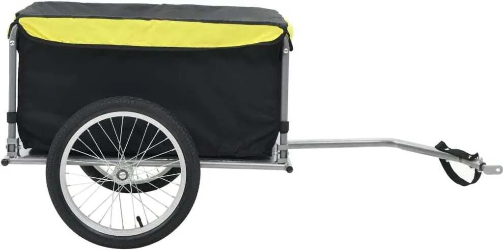 Remorque Vélo Robuste 65 kg avec Attache Universelle Noir et Jaune