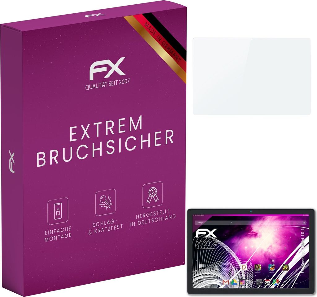 atFoliX FX-Hybrid-Glass Displayfolie kompatibel mit Keenlove Tablet 10,1 Glasfolie