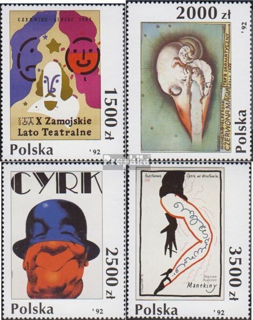 Briefmarken Polen 1992 Mi 3405-3408 (kompl.Ausg.) gestempelt Plakatkunst