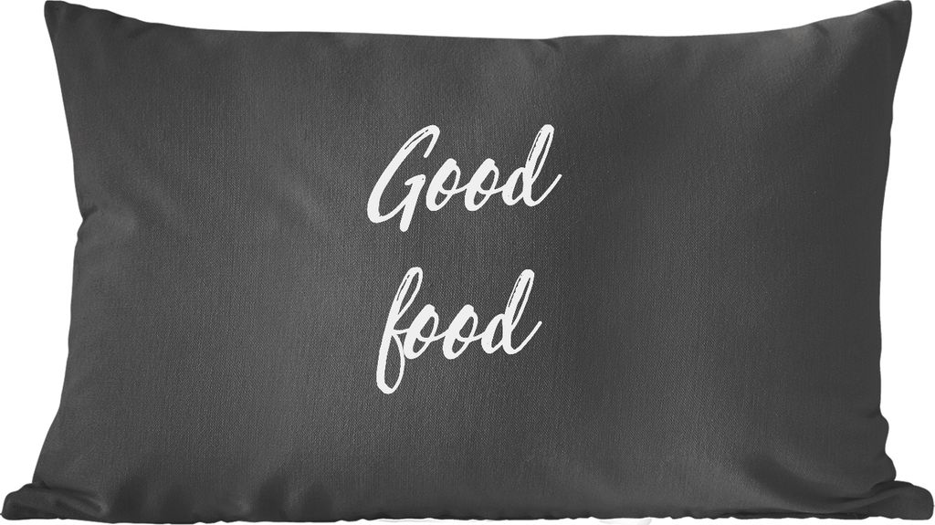 MuchoWow Zierkissen Sofakissen Wohnzimmer Dekokissen 60x40 cm Zitate - Essen - Sprichwörter - Gutes Essen - Kopfkissen - Polster mit Foto