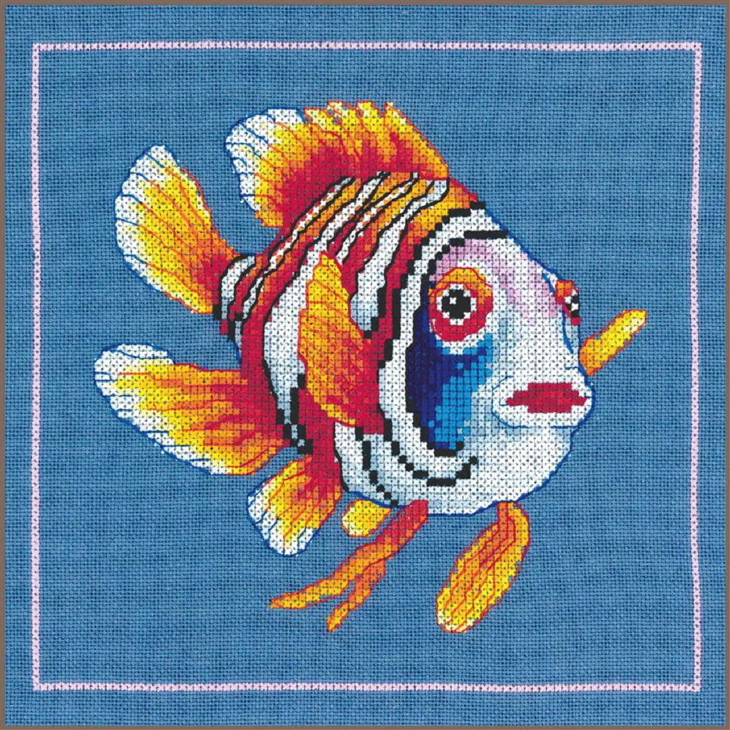 Kit Punto Croce Lanarte Animali Pesciolini 21x20cm | Ricamo d'Autore