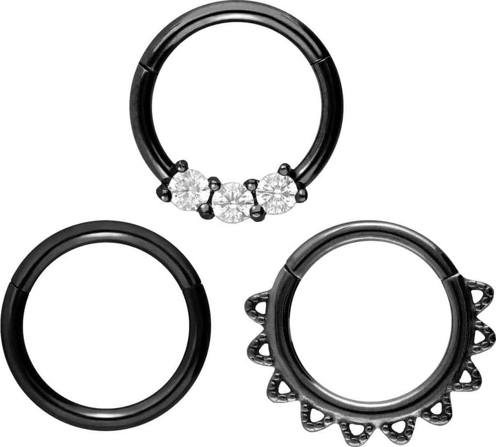 Ohrpiercing, Nasenpiercing, Septum Piercing SET Chirurgenstahl Segmentring Clicker MIX