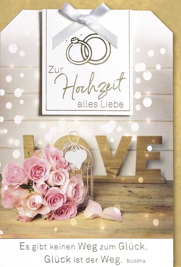 Hochzeit - Glückwunschkarte im Format 11,5 x 17 cm mit Umschlag