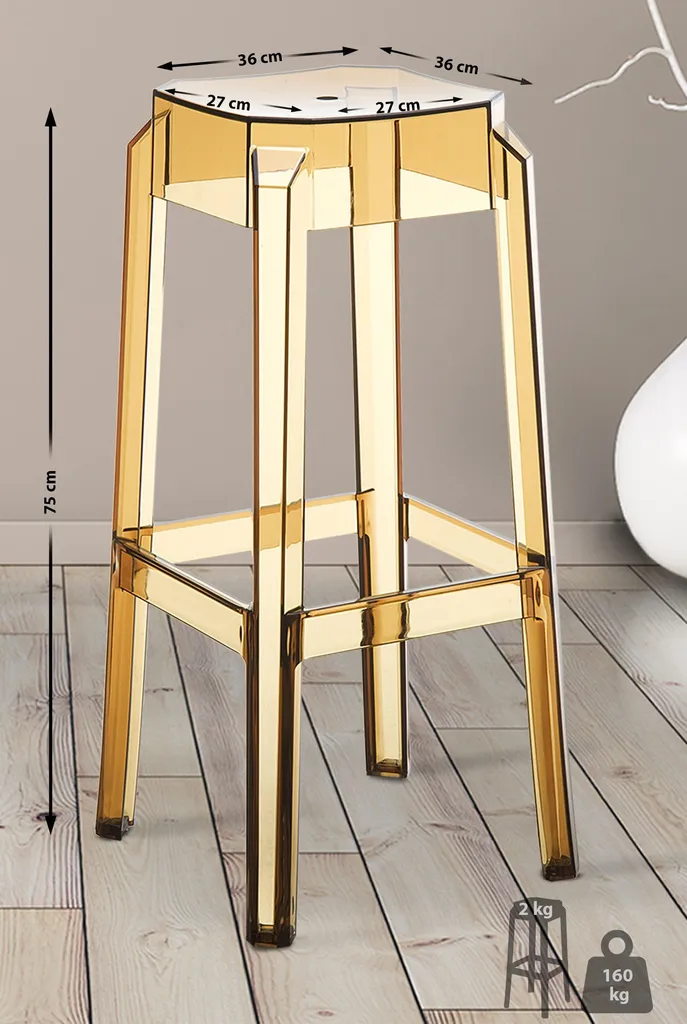 Sgabello da Bar CLP Fox Ambra: Plastica di Design per Esterno e Interno - 2
