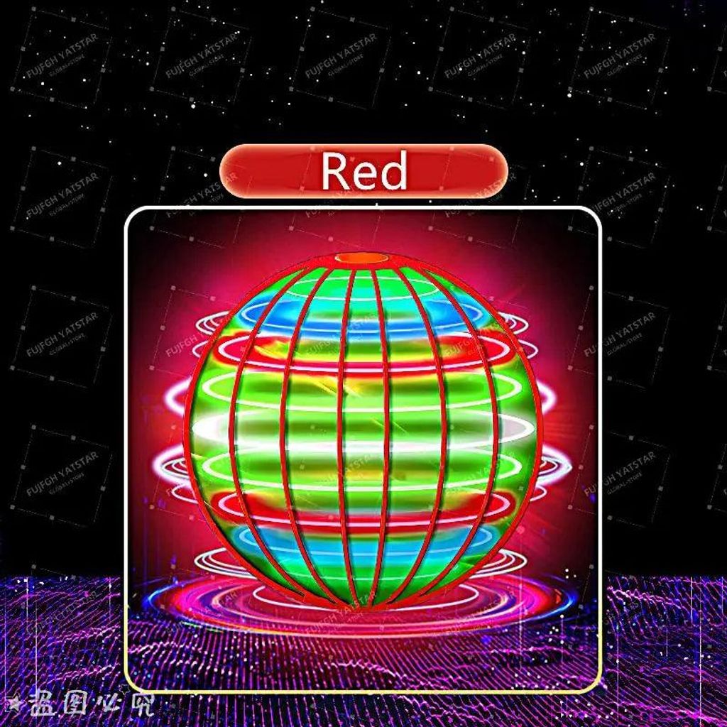 Fliegender Ball , Flying Spinner, Magic Hover Schwebe Ball, Magischer Ball, Zauberball, LED UFO Ball Toys, Bumerang, Spielzeug Drohne Red