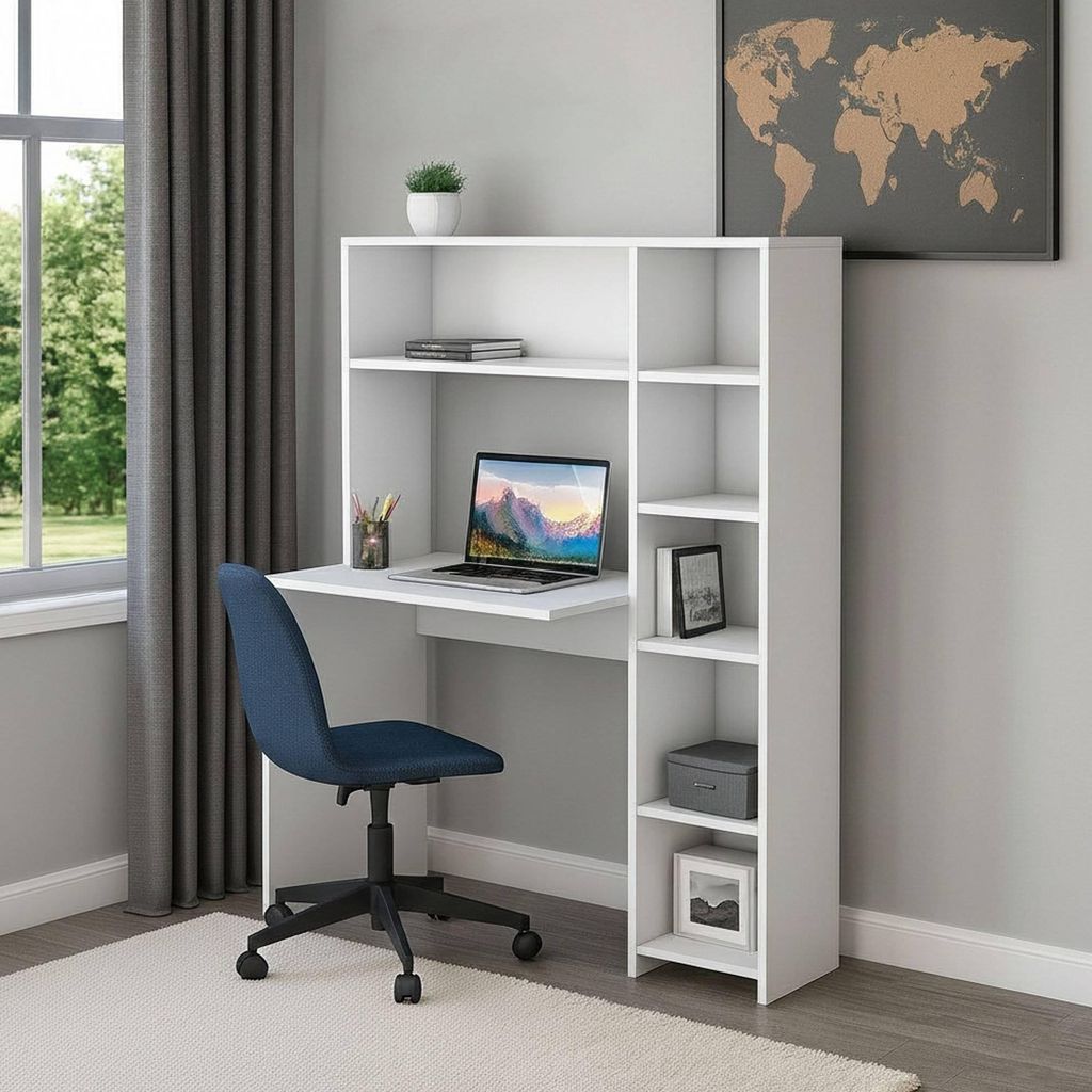 Dmora Scrivania Arapaho 40x113.2x141.8h cm Bianco, 6 Vani 5 Immagine del prodotto 
