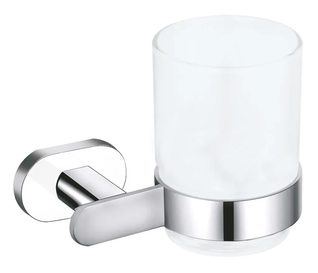 Rangement brosses à dents YUKON blanc chromé pour salle de bain chic