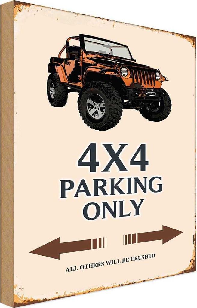 vianmo Holzschild 20x30 cm 4x4 parking only Geländerwagen