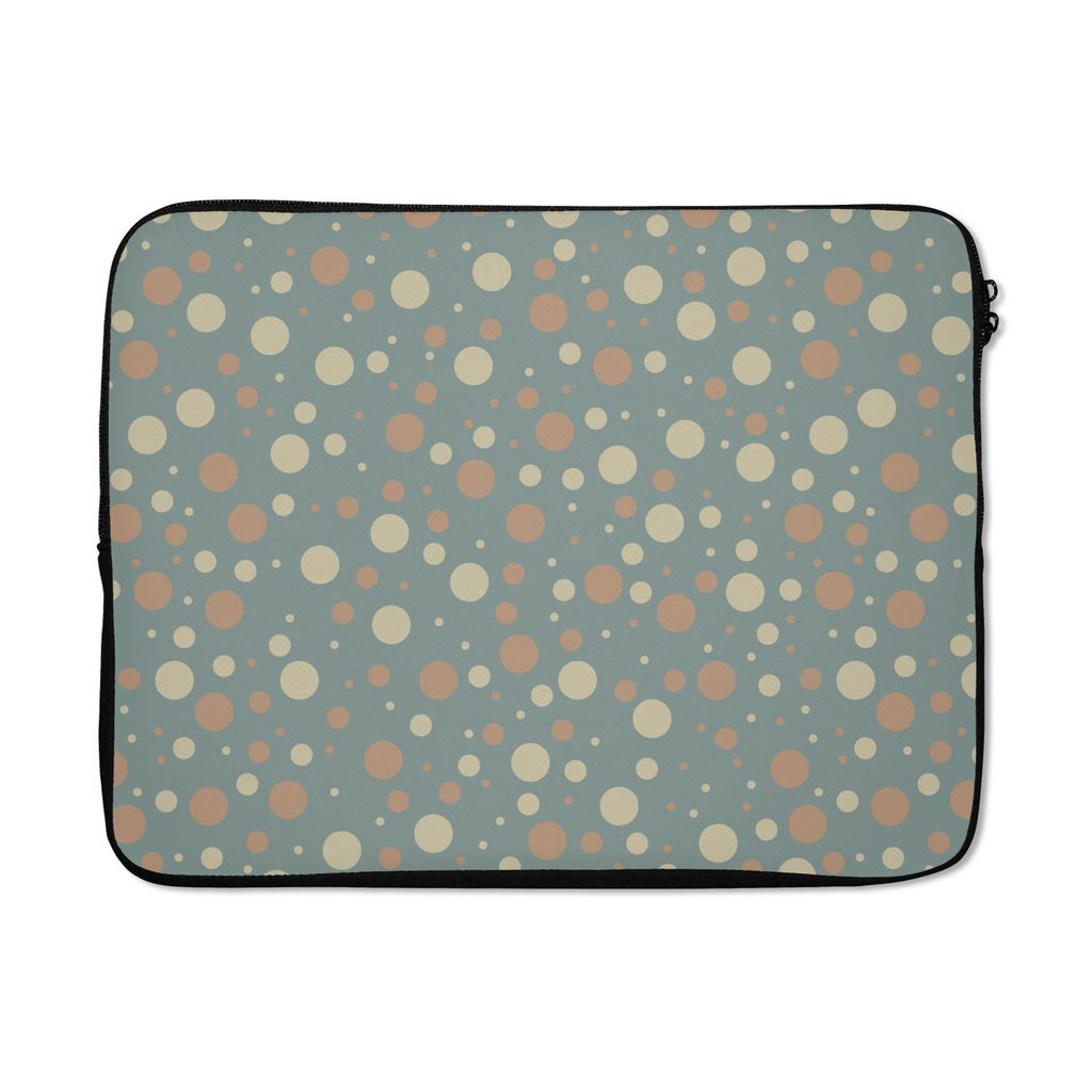 MuchoWow Laptop Hülle 17 Zoll Laptoptasche Polka dots - Muster - Grau - Zipper - Schutzabdeckung
