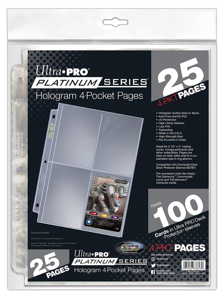 Ultra Pro Platinum Series 4-Pocket Pages (25 Stück) Produktbild 