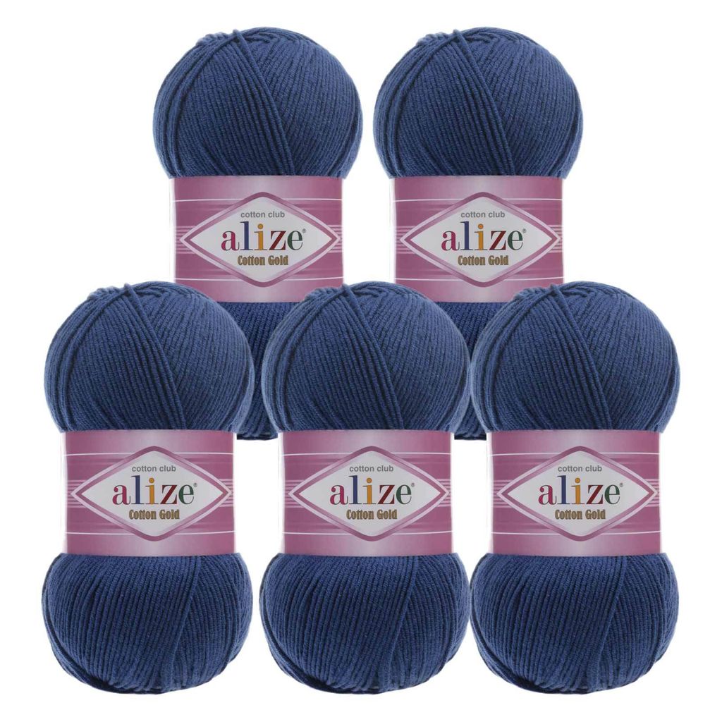 5 x 100g Strickgarn Alize Baumwolle Gold Uni Klassikgarn Häkelgarn Strick-Wolle