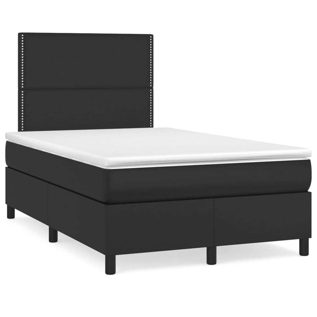 vidaXL Boxspringbett mit Matratze Schwarz 120x200 cm Kunstleder