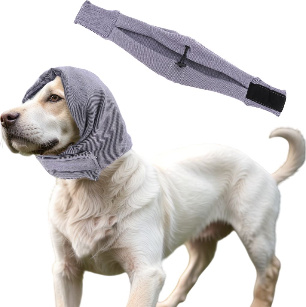 Verstellbares beruhigendes Stirnband für Hunde mit magischen Bändern, beruhigende Kapuze für Hunde gegen Angstzustände, hält sie warm, Ohrensc...