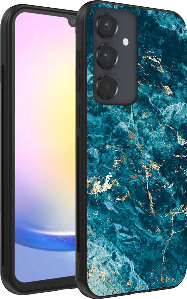Handyhülle passend für Samsung Galaxy A25 mit Marmordruck - TPU Back Cover Case Marmor Design - Blau