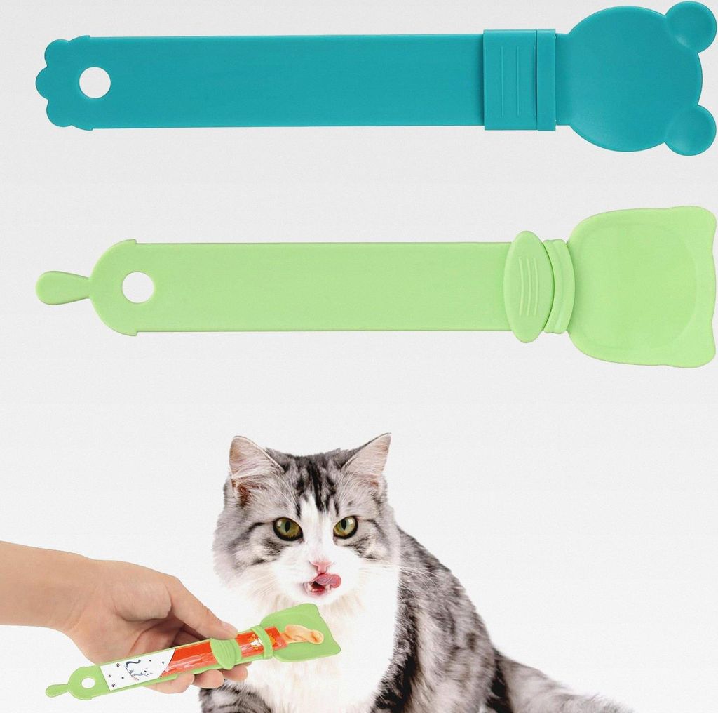 2stk Katzenfutter Spender, Katzenfutterstreifen Süßer Leckerli-Löffel für Kätzchen Katzen Quetschlöffel Multifunktionaler Katzenleckerli-Stre...