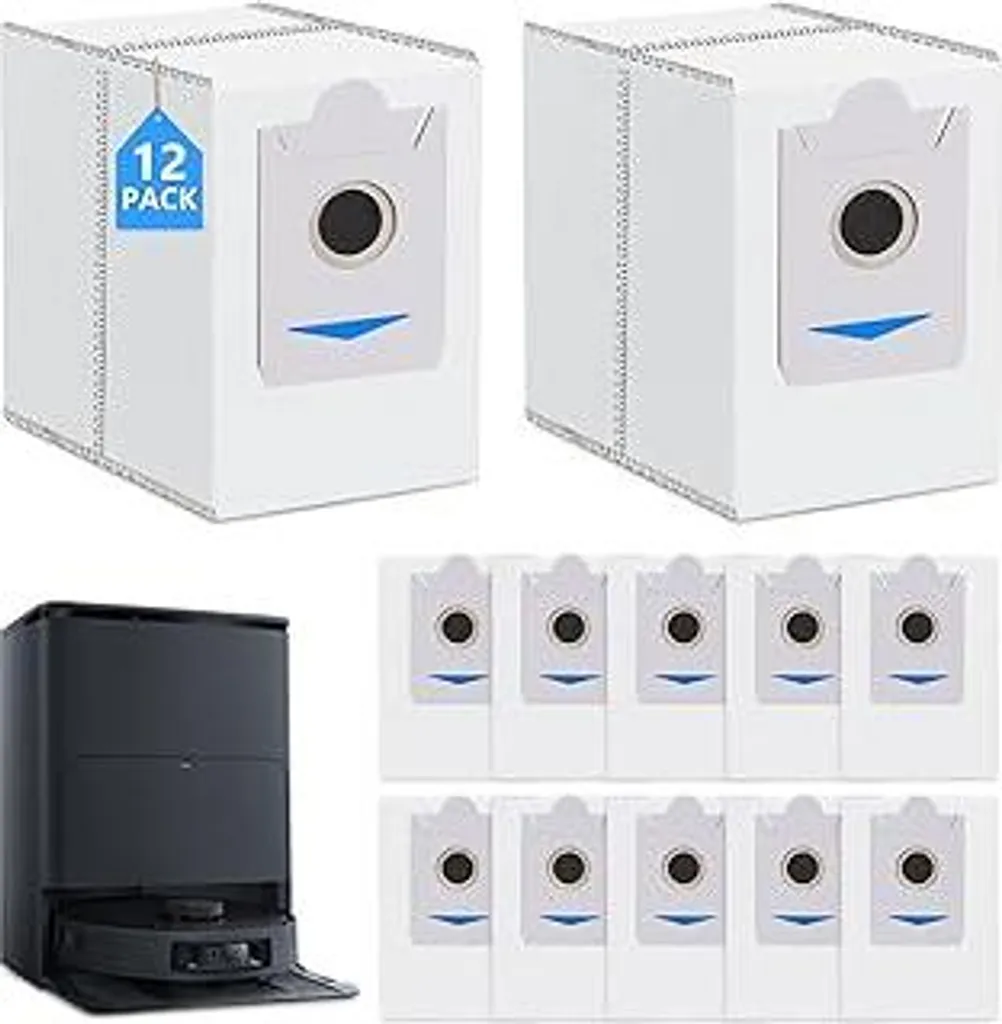 12 sacchetti raccoglipolvere per robot aspirapolvere Ecovacs T30S / T30S PRO / X5 Omni/Deebot X2 Omni /X2 Pro, sacchetti grandi da 3 litri | Accessori sacchetti per aspirapolvere con carbone attivo