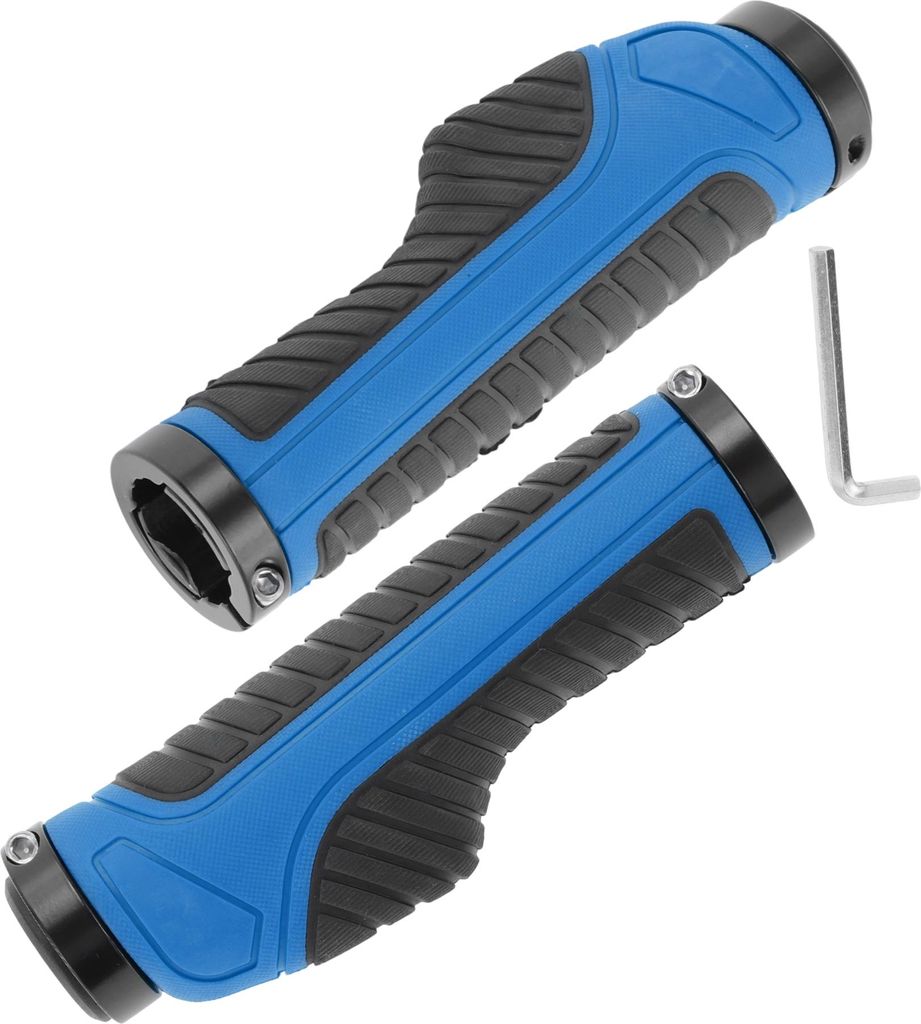 1 Satz Fahrradlenkergriffe, rutschfeste Fahrradgriffe mit Werkzeugen, Lenkergriffe mit Aluminiumlegierungssperre für E-Bike Trekking Bike MTB, Blau