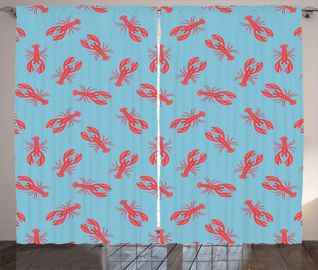 Rideaux de Salon Imprimés Homards Mer en Tissu Universel 280x225 cm