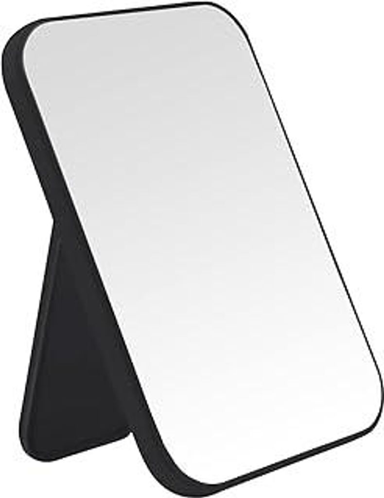 DVHOK 20cm Schreibtisch Make up Spiegel, Einfacher Kosmetikspiegel Faltbare, Tisch-Schreibtisch, Wandbehang, Doppelzweck-Spiegel, Quadratisch, Schwarz