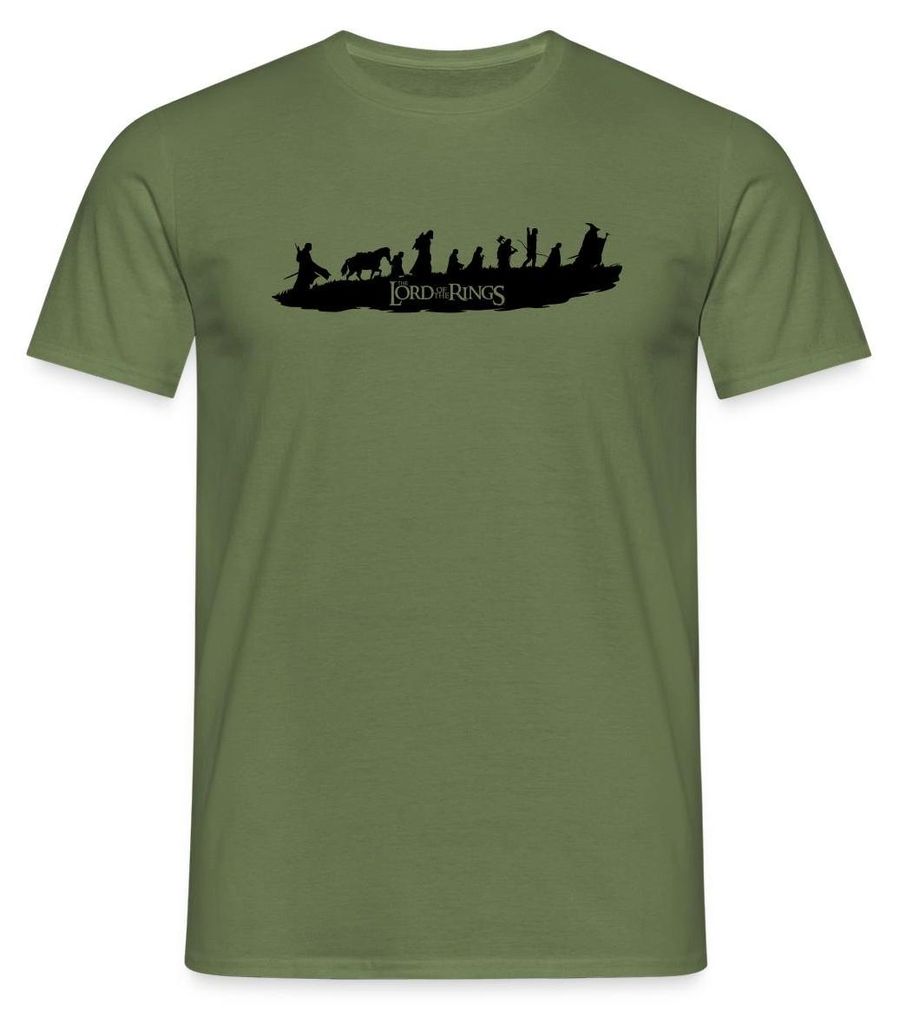 Spreadshirt Der Herr Der Ringe Logo, Gandalf Und Die Gefährten Männer T-Shirt, XL, Militärgrün
