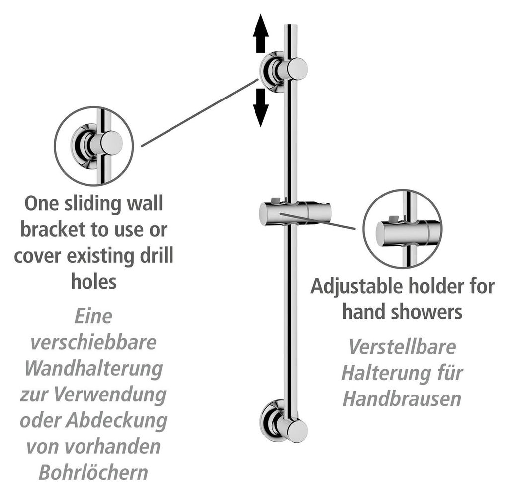 WENKO Edelstahl Duschstange ohne Bohren 2,2 x 70 cm Produktbild 
