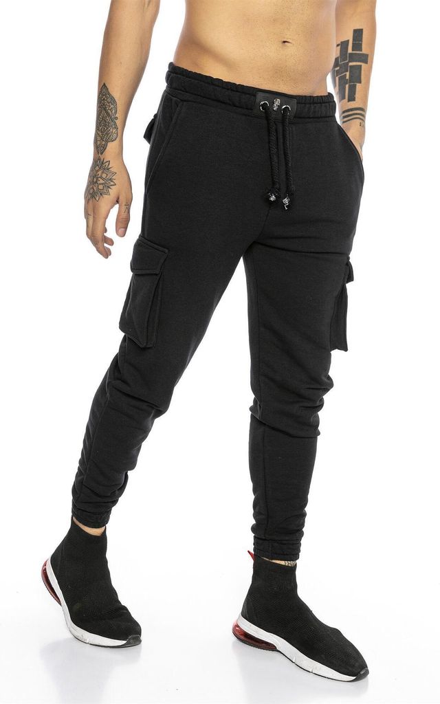 Red Bridge Herren Cargo Jogginghose Hose Sweat-Pants Premium Silver-Skull Schwarz XL