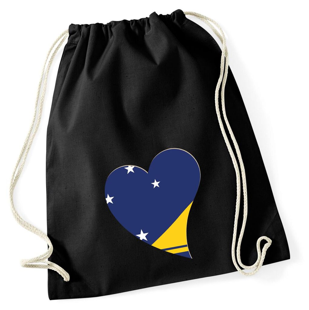 Huuraa Turnbeutel Tokelau Flagge Herz 12 Liter Black Baumwolle Rucksack Geschenkidee