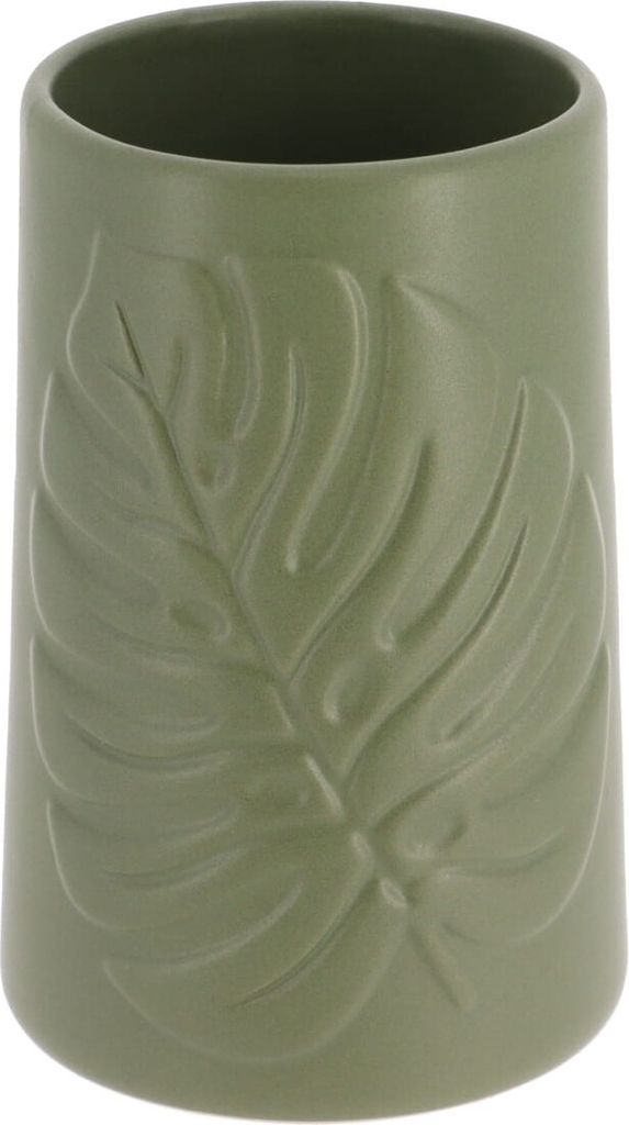 Tendance Zahnputzbecher Khaki Steinzeug 8x8x12,3 cm Badezimmer Dekoration