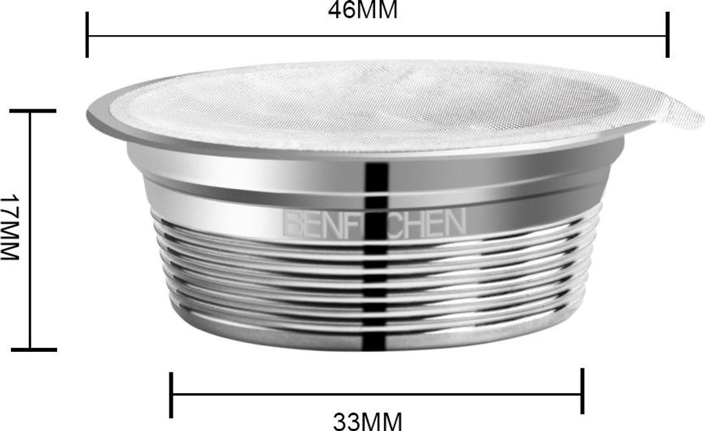 benfuchen Edelstahl wiederverwendbare nachfüllbare Kaffeekapseln Kompatibel mit A MODO MIO Kaffeetasse Filter mit 60pcs Aluminiumfolie