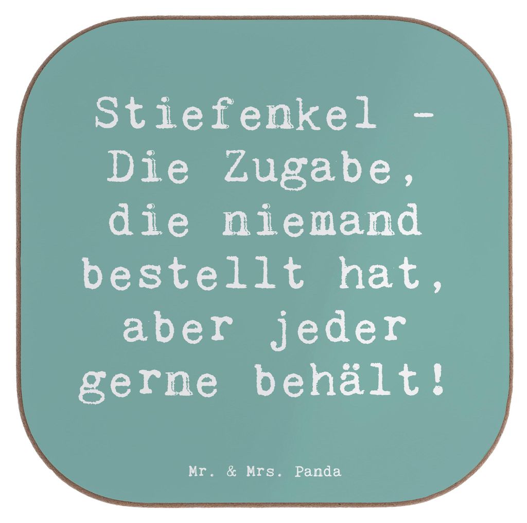 Mr. & Mrs. Panda Untersetzer Glas Spruch Stiefenkel Freude - Meeresbrise - Geschenk, Familienzusammenhalt, Tasse, Verwandte, Coaster, Lächeln, Tas...