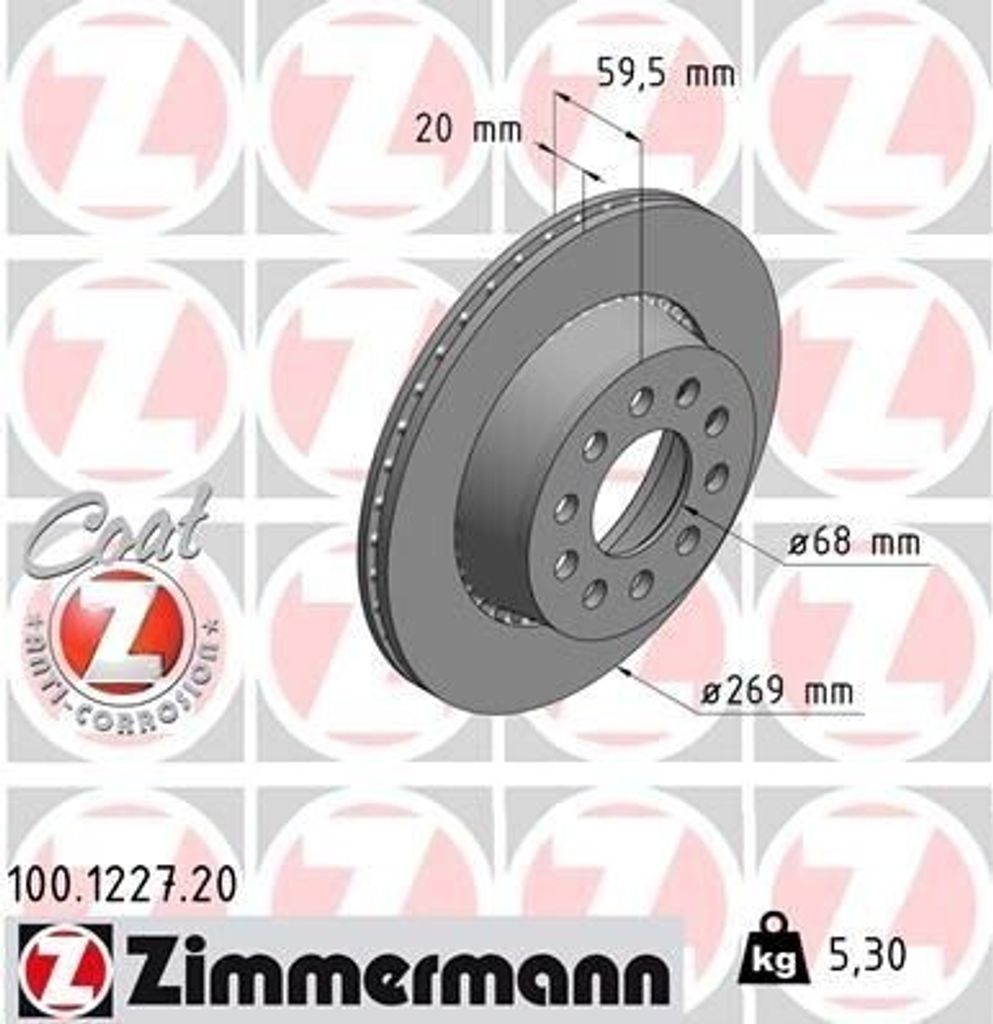 ZIMMERMANN 100.1227.20 - Bremsscheibe für A6 (4A)