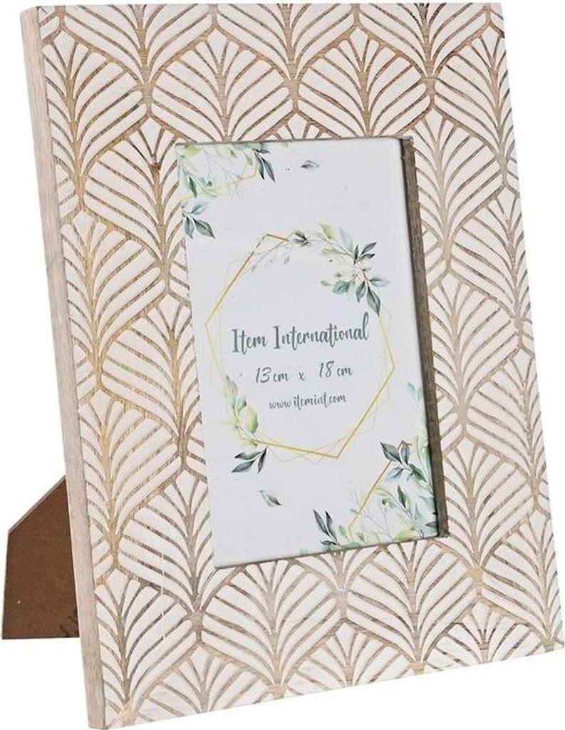DKD Home Decor Fotorahmen 22,5 x 2 x 28 cm Cristal Marrón Blanco Madera de mango Urbano