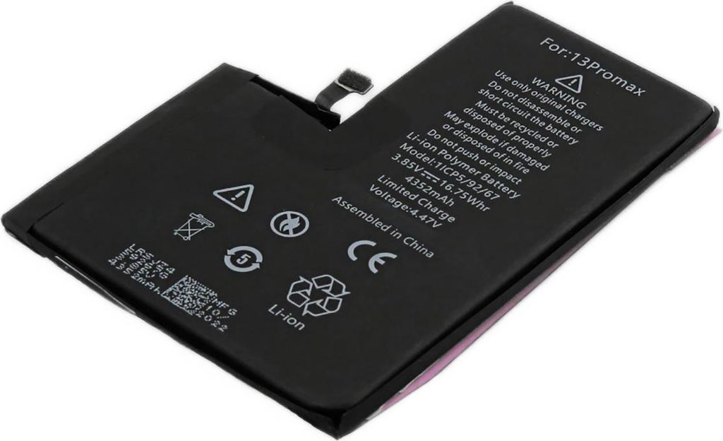 Avizar, Ersatzakku iPhone 13 Pro Max Li-Polymer 4352mAh 3,85V, Schwarz