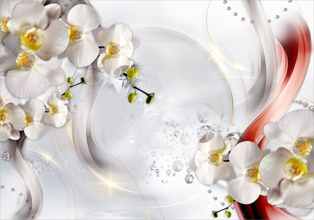 Vlies Fototapete Blumen Orchidee 450x315 cm Tapeten Wandtapete XXL 3D Effekt Diamant Ornament Abstrakt b-C-0743-a-a